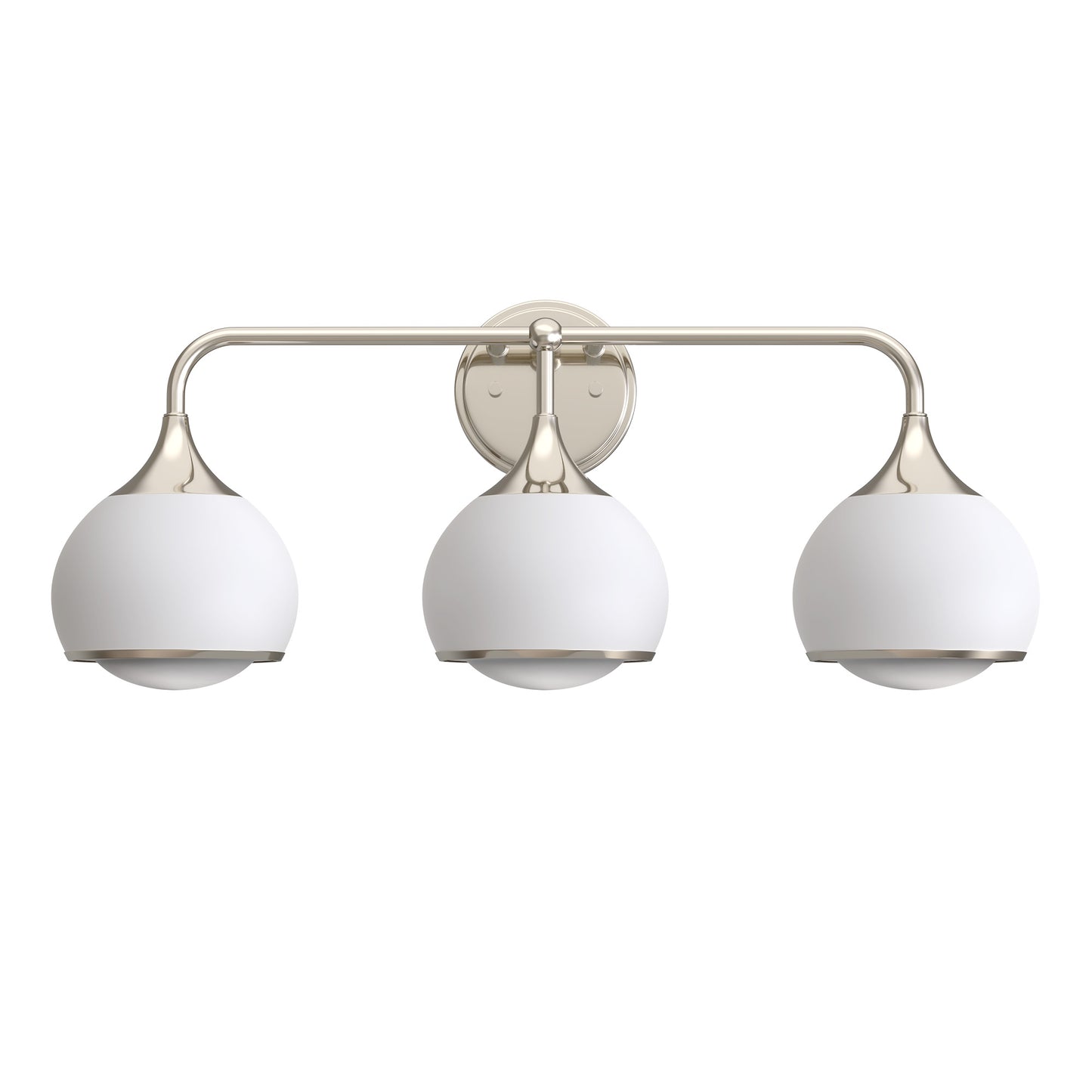 27 in. Modern 3-Light Brushed Nickel Vanity Light   Bathroom Lighting with Soft White Glass for Bathroom
