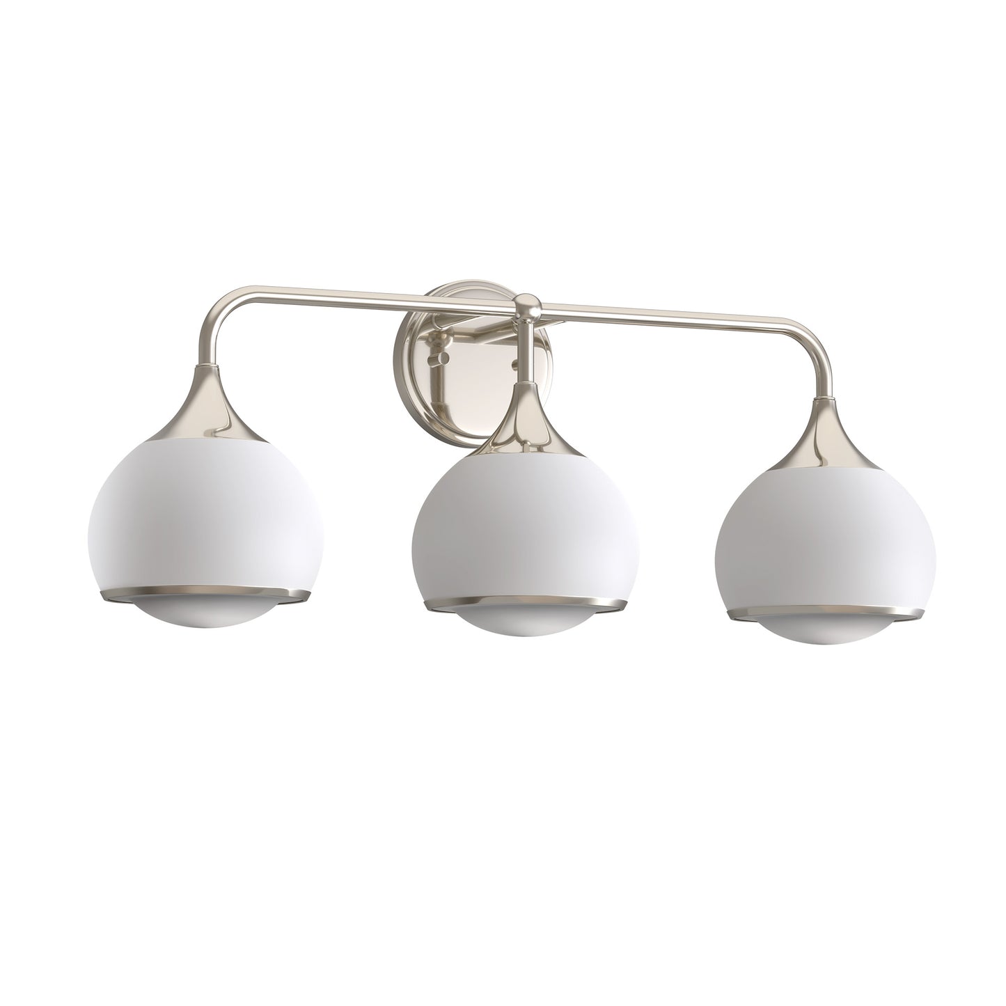 27 in. Modern 3-Light Brushed Nickel Vanity Light   Bathroom Lighting with Soft White Glass for Bathroom