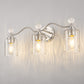 24 in. 3-Light Brushed Nickel Bathroom Vanity Light with Crystal Accents and Clear Hammered Glass Shades