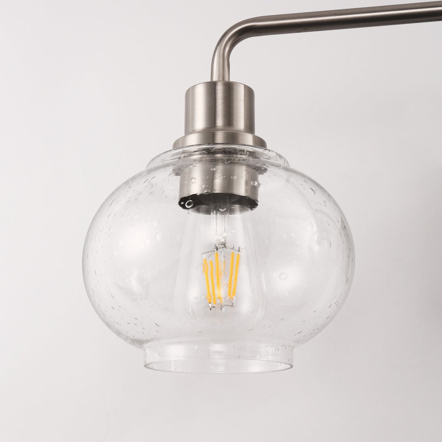 27 in. 3-Light Brushed Nickel Vanity Light with Clear Bubble Glass Shades, Bathroom Wall Sconce for Vanity or Mirror
