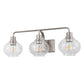 27 in. 3-Light Brushed Nickel Vanity Light with Clear Bubble Glass Shades, Bathroom Wall Sconce for Vanity or Mirror