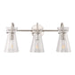 24 in. 3-Light Brushed Nickel Vanity Light with Crackle Glass Shades Modern Bathroom Wall Sconce for Vanity, Mirror