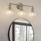 24 in. 3-Light Brushed Nickel Vanity Light with Clear Glass Globe Shades Modern Bathroom Lighting
