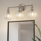 24 in. 3-Light Brushed Nickel Vanity Light with Clear Glass Globe Shades Modern Bathroom Lighting