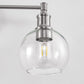 24 in. 3-Light Brushed Nickel Vanity Light with Clear Glass Globe Shades Modern Bathroom Lighting