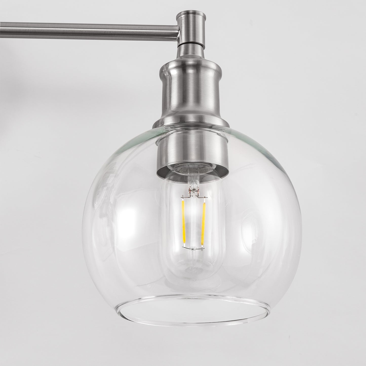 24 in. 3-Light Brushed Nickel Vanity Light with Clear Glass Globe Shades Modern Bathroom Lighting