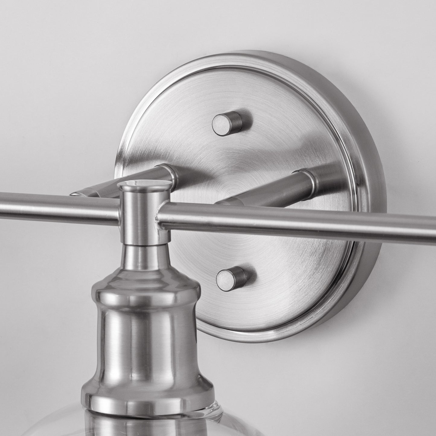 24 in. 3-Light Brushed Nickel Vanity Light with Clear Glass Globe Shades Modern Bathroom Lighting