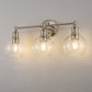 24 in. 3-Light Brushed Nickel Vanity Light with Clear Glass Globe Shades Modern Bathroom Lighting