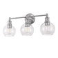 24 in. 3-Light Brushed Nickel Vanity Light with Clear Glass Globe Shades Modern Bathroom Lighting