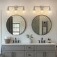 24 in. 3-Light Brushed Nickel Vanity Light with Clear Glass Globe Shades Modern Bathroom Lighting