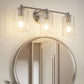 20 in. 3-Light Bathroom Vanity Light, Polished Nickel with Clear Seedy Glass Shades, Dimmable Fixture