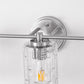 20 in. 3-Light Bathroom Vanity Light, Polished Nickel with Clear Seedy Glass Shades, Dimmable Fixture