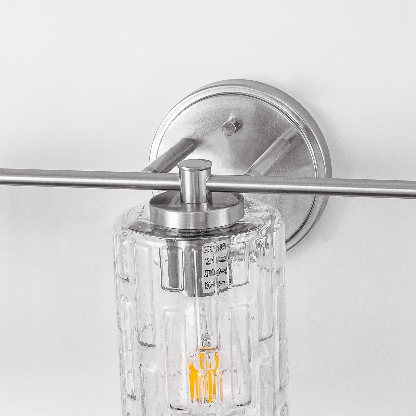 20 in. 3-Light Bathroom Vanity Light, Polished Nickel with Clear Seedy Glass Shades, Dimmable Fixture