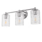 20 in. 3-Light Bathroom Vanity Light, Polished Nickel with Clear Seedy Glass Shades, Dimmable Fixture