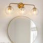 Modern 25 in. 3-Light Gold Vanity Light Fixture with Globe Textured Glass Shades for Over Mirror and Bathroom