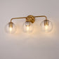Modern 25 in. 3-Light Gold Vanity Light Fixture with Globe Textured Glass Shades for Over Mirror and Bathroom