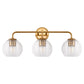 Modern 25 in. 3-Light Gold Vanity Light Fixture with Globe Textured Glass Shades for Over Mirror and Bathroom