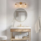 Modern 25 in. 3-Light Gold Vanity Light Fixture with Globe Textured Glass Shades for Over Mirror and Bathroom