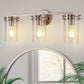 24 in. 3-Light Brushed Nickel Vanity Light with Industrial Glass Shades for Bathroom