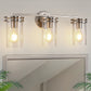 24 in. 3-Light Brushed Nickel Vanity Light with Industrial Glass Shades for Bathroom