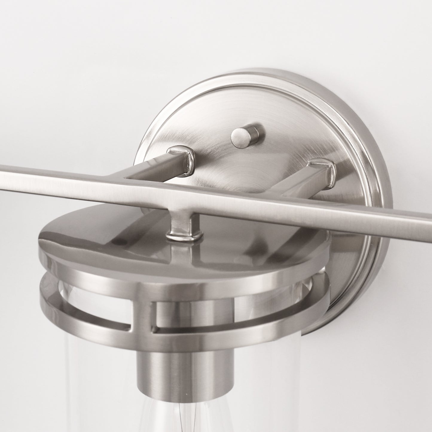 24 in. 3-Light Brushed Nickel Vanity Light with Industrial Glass Shades for Bathroom