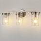 24 in. 3-Light Brushed Nickel Vanity Light with Industrial Glass Shades for Bathroom
