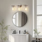 24 in. 3-Light Brushed Nickel Vanity Light with Industrial Glass Shades for Bathroom