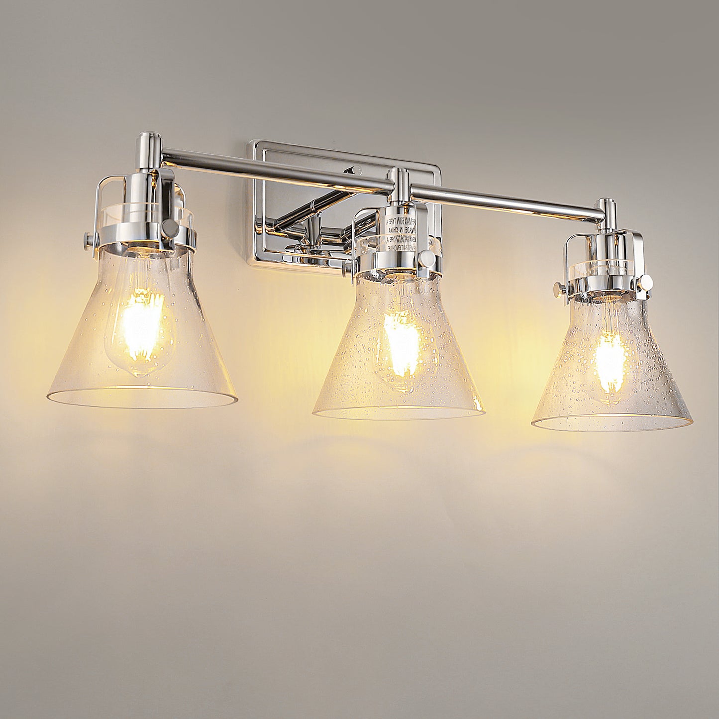 22 in. 3-Light Brushed Nickel Vanity Light for Bright, Affordable Bathroom Lighting，Cone Shade