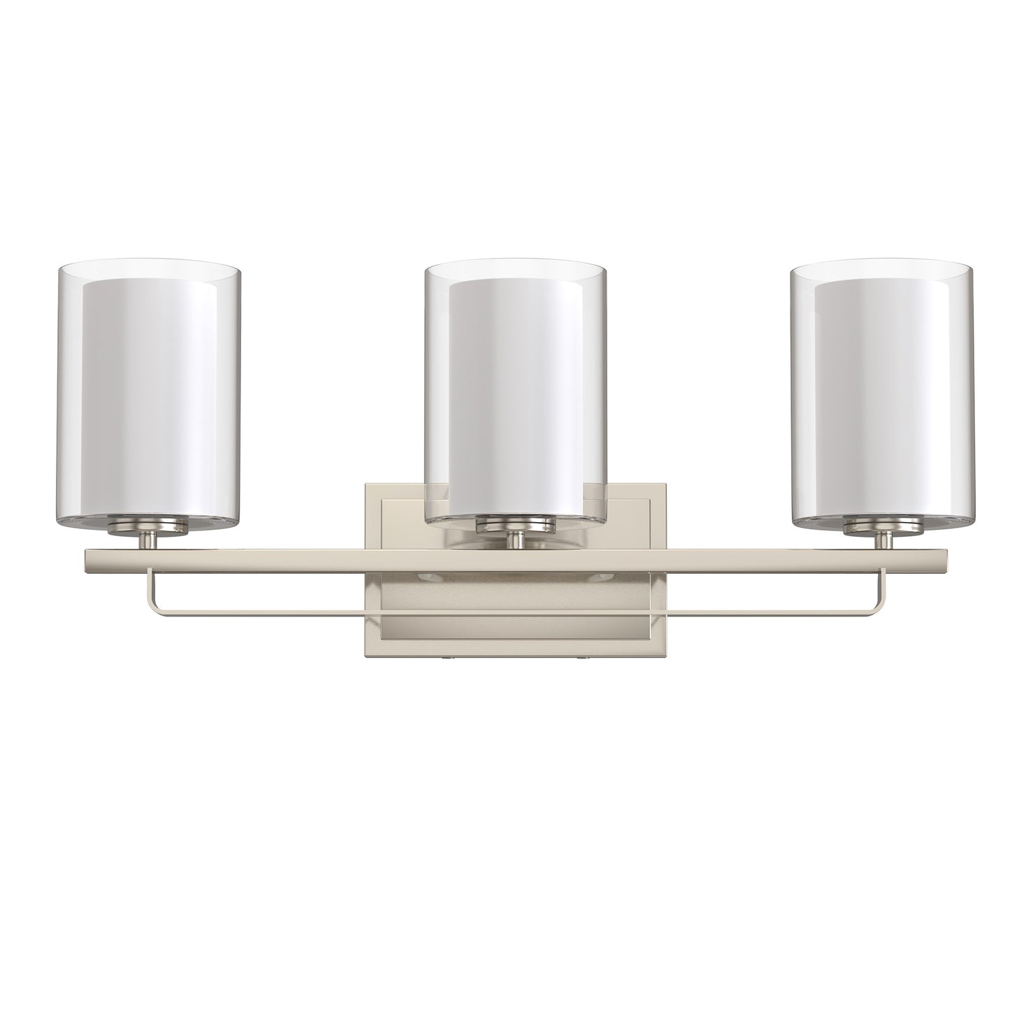 22 in. Industrial Brushed Nickel 3-Light Vanity Light, Clear Glass Shades and Sleek Design for Bathroom