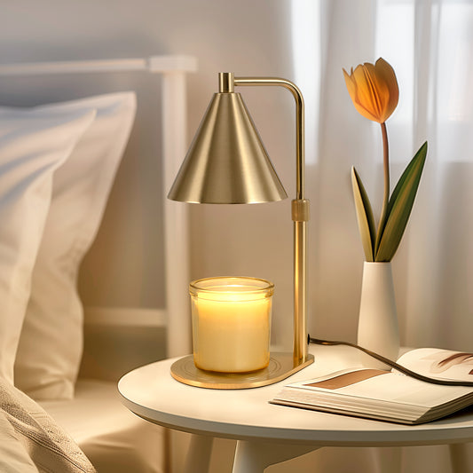 11 in. Sleek Adjustable Gold Desk Lamp - Modern Bedside Table Task and Reading Wax Melting Lampfor Bedroom or Office