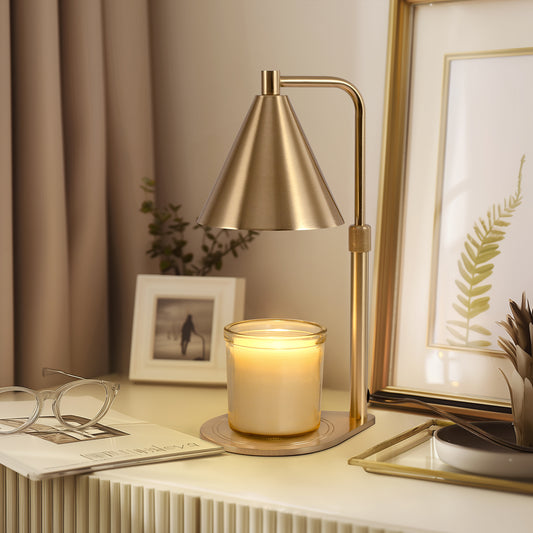 11 in. Sleek Adjustable Gold Desk Lamp - Modern Bedside Table Task and Reading Wax Melting Lampfor Bedroom or Office