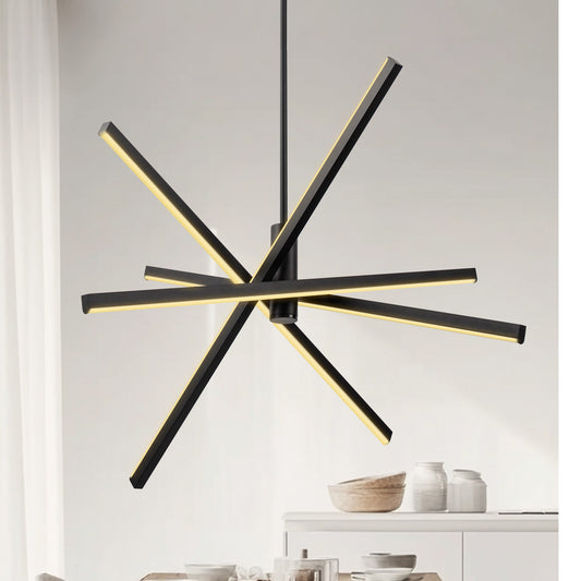 28 in. 4-Light Dimmable Black Sputnik LED Chandelier with Energy-Efficient Lighting