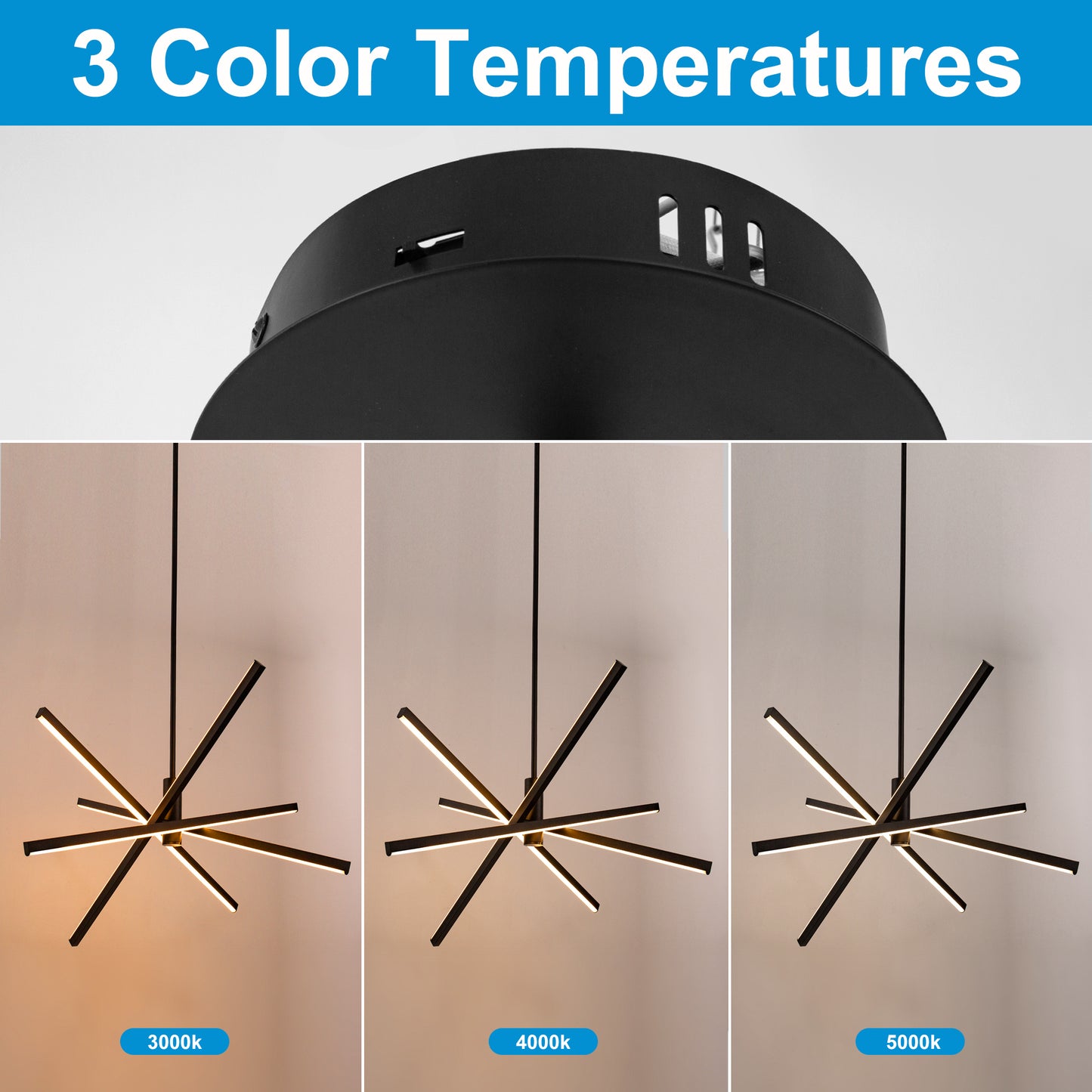 28 in. 4-Light Dimmable Black Sputnik LED Chandelier with Energy-Efficient Lighting