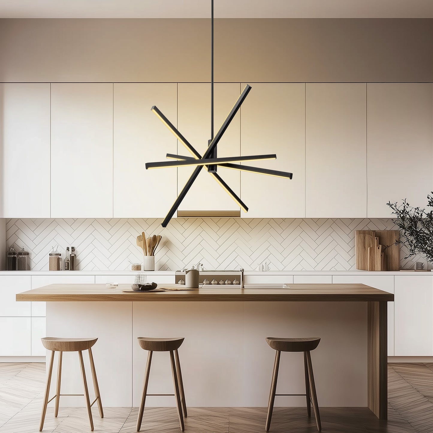28 in. 4-Light Dimmable Black Sputnik LED Chandelier with Energy-Efficient Lighting