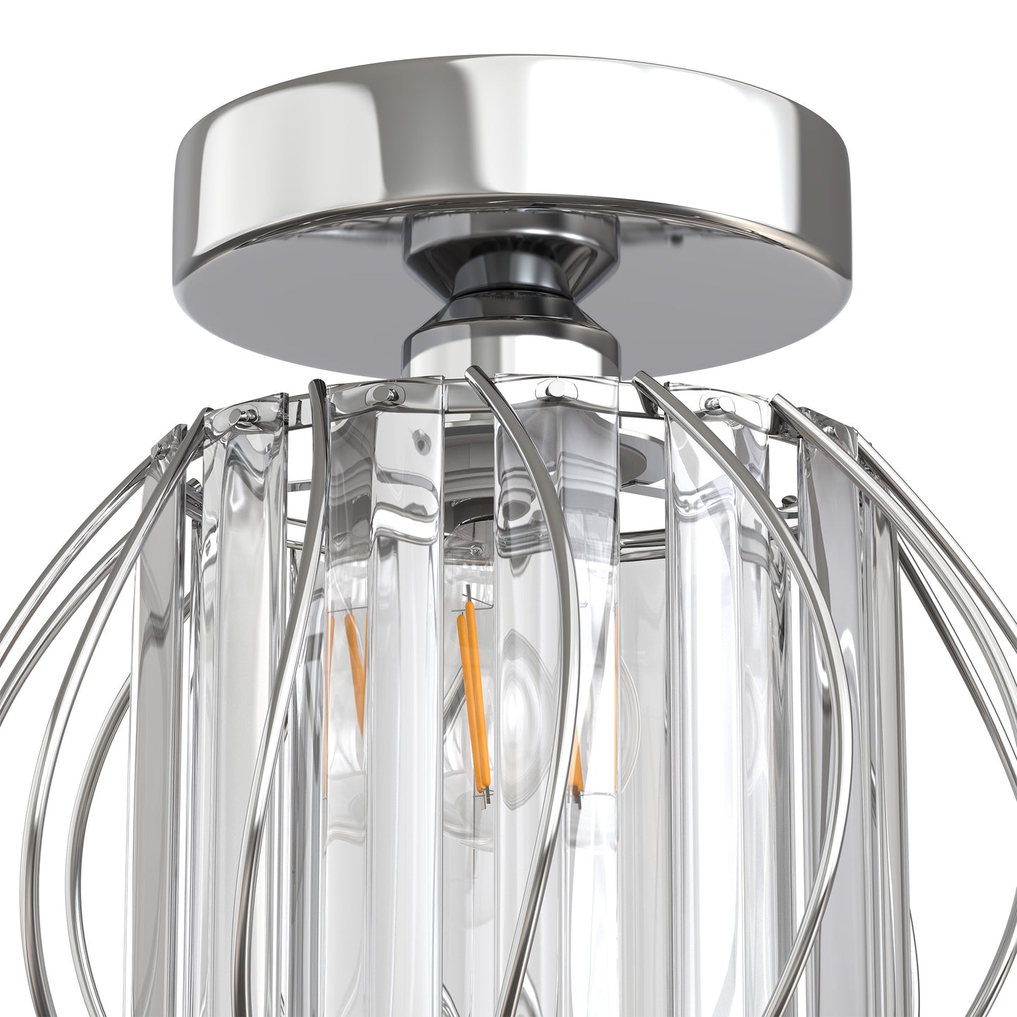 7 in. 1-Light Brushed Nickel Modern Semi Flush Mount Ceiling Light for Foyer, Entryway, Kitchen, Bedroom, Dining Room