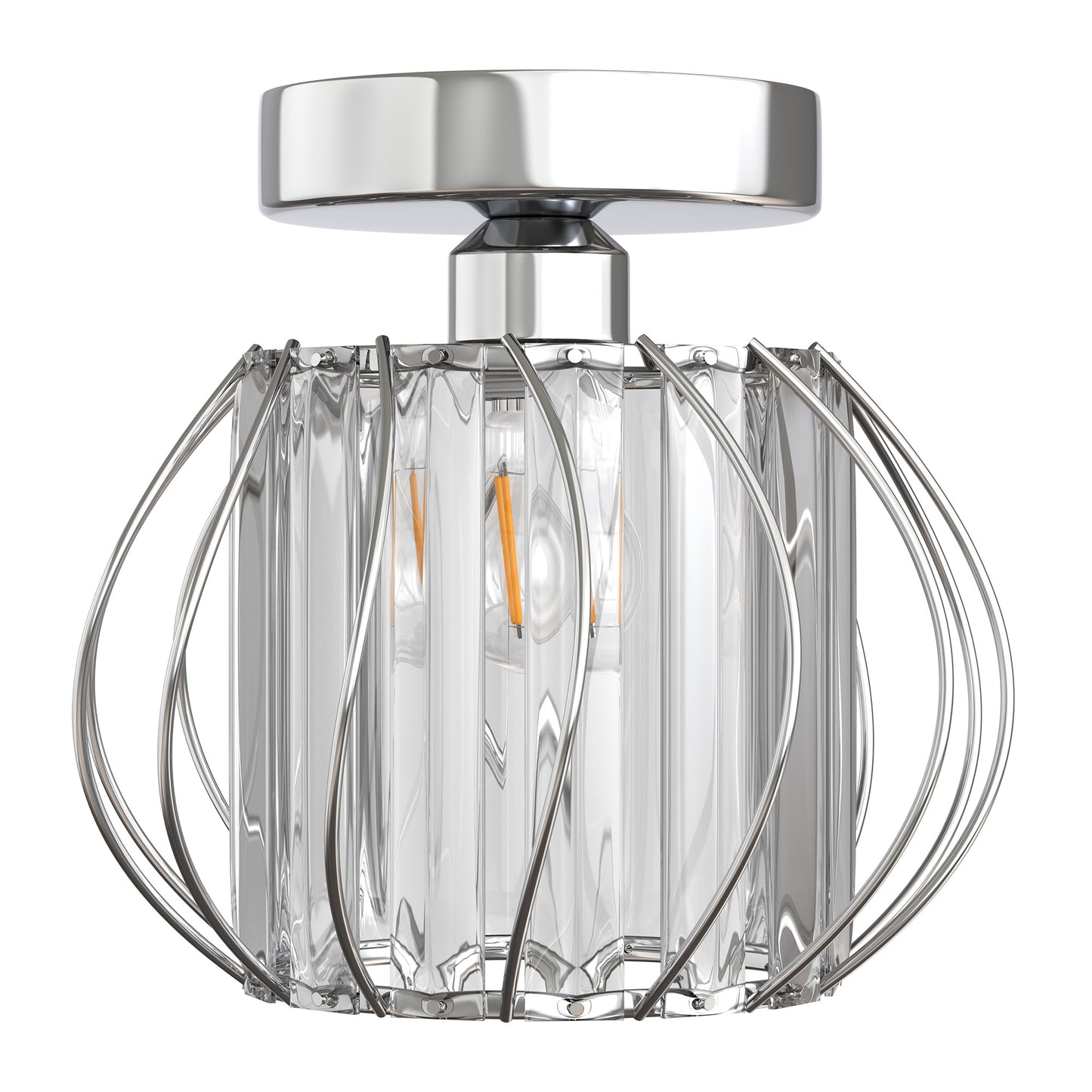 7 in. 1-Light Brushed Nickel Modern Semi Flush Mount Ceiling Light for Foyer, Entryway, Kitchen, Bedroom, Dining Room