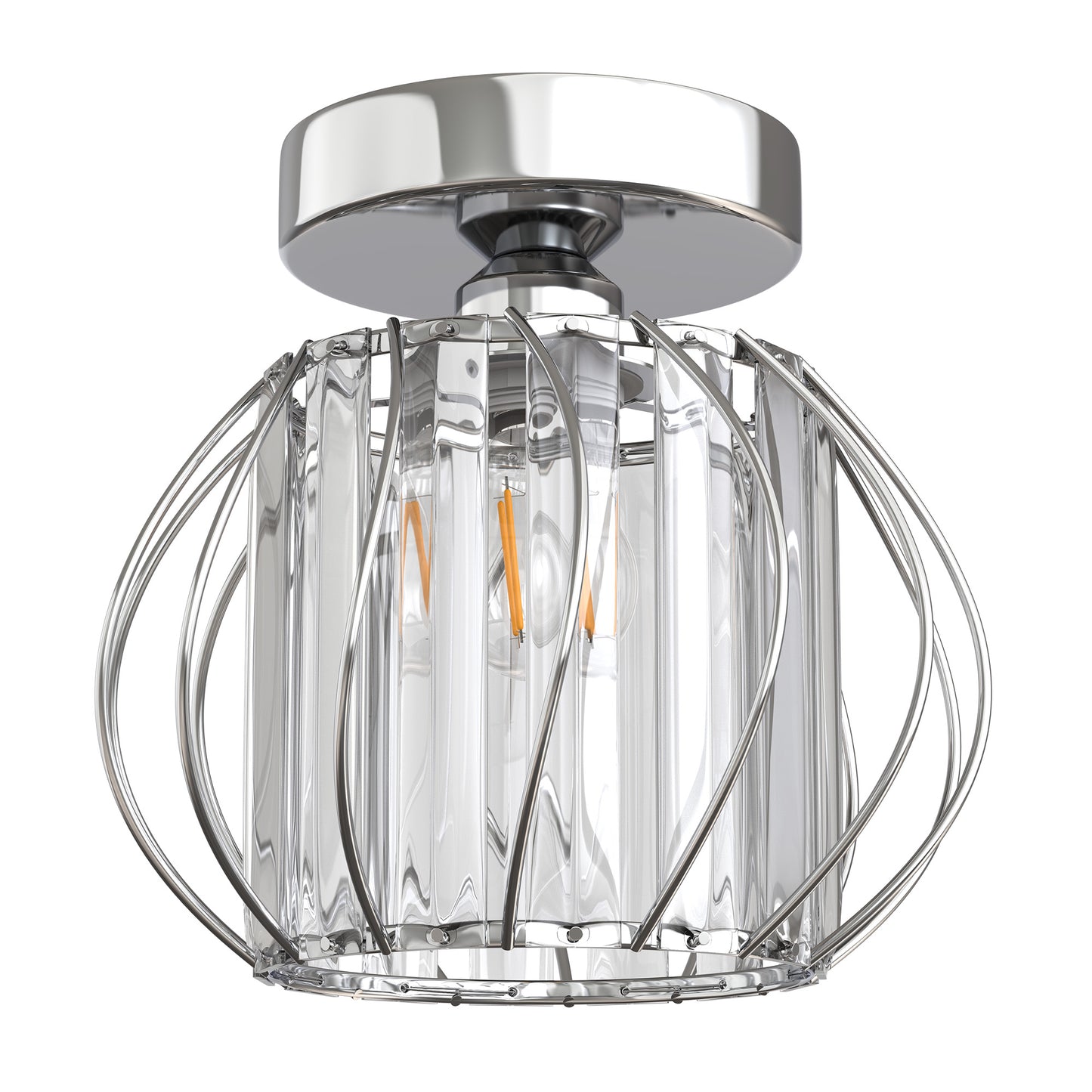 7 in. 1-Light Brushed Nickel Modern Semi Flush Mount Ceiling Light for Foyer, Entryway, Kitchen, Bedroom, Dining Room
