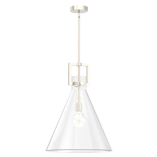 YANSUN 1-Light Nickel Pendant Light with Inverted Cone Shade and E26 Socket for Dining, Kitchen, or Entryway