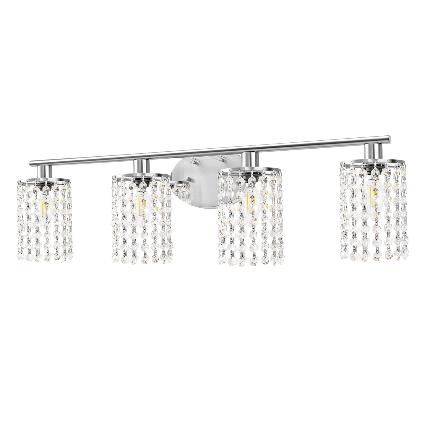 32 in. 4-Lights Chrome Crystal Bathroom Vanity Light, Bahtroom Lights Over Mirror, Wall Sconce for Bathroom Kitchen