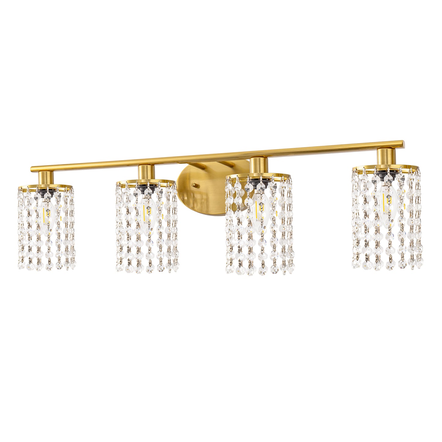 32 in. 4-Lights Gold Crystal Bathroom Vanity Light, Modern Bahtroom Lights Over Mirror, Wall Sconce for Bathroom Kitchen