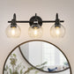 20 in. 3-Light Matte Black Industrial Bathroom Vanity Light with Clear Globe Glass Shades