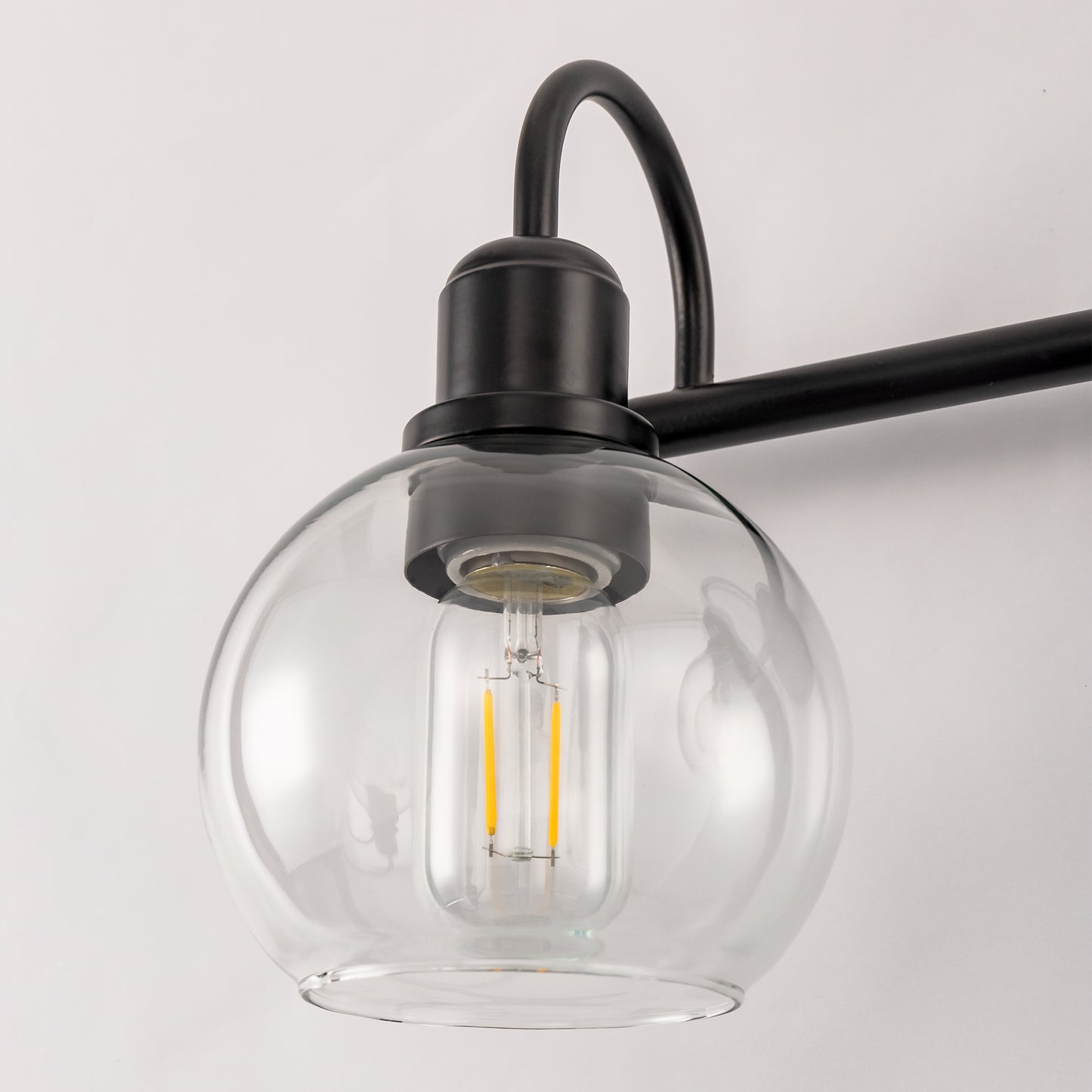 20 in. 3-Light Matte Black Industrial Bathroom Vanity Light with Clear Globe Glass Shades