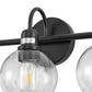 20 in. 3-Light Matte Black Industrial Bathroom Vanity Light with Clear Globe Glass Shades
