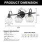 20 in. 3-Light Matte Black Industrial Bathroom Vanity Light with Clear Globe Glass Shades