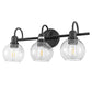 20 in. 3-Light Matte Black Industrial Bathroom Vanity Light with Clear Globe Glass Shades