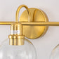 20 in. 3-Light Brass Gold Industrial 3-Light Bathroom Vanity Light with Clear Glass Globe Shades Bathroom
