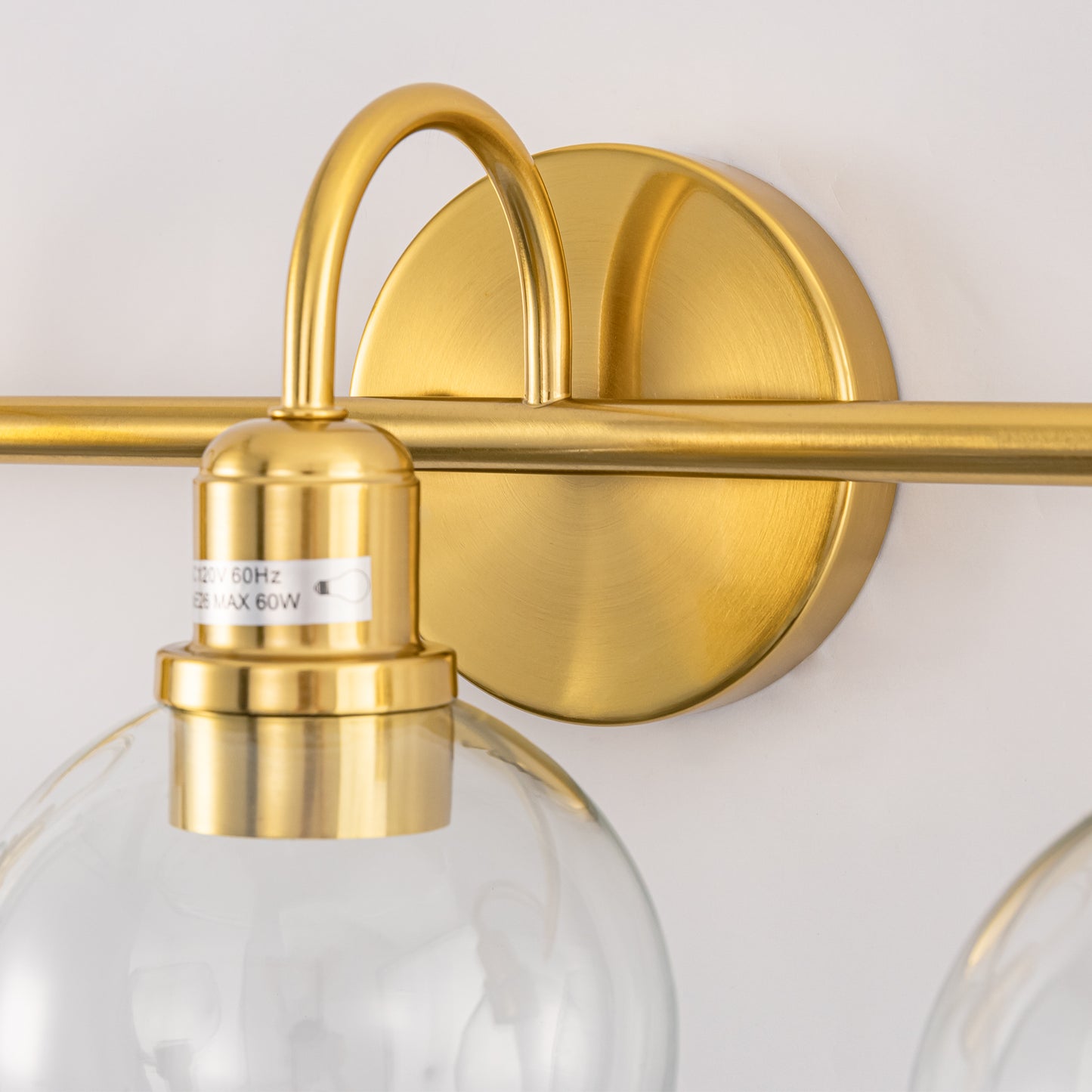 20 in. 3-Light Brass Gold Industrial 3-Light Bathroom Vanity Light with Clear Glass Globe Shades Bathroom