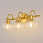 20 in. 3-Light Brass Gold Industrial 3-Light Bathroom Vanity Light with Clear Glass Globe Shades Bathroom