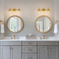 20 in. 3-Light Brass Gold Industrial 3-Light Bathroom Vanity Light with Clear Glass Globe Shades Bathroom