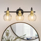 20 in. 3-Light Matte Black and Gold Industrial 3-Light Bathroom Vanity Light with Clear Glass Globe Shades Bathroom